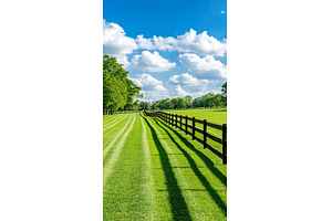 Scenic green pasture with blue sky, a Nature Photo by Lermont51