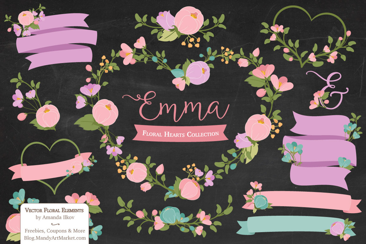 Garden Party Flower Heart Clipart, an Illustration by Amanda Ilkov (Photo 2 of 5)