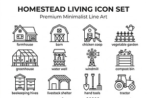 39 Homestead Living Outline Icons, an Outline Icon by adenpinkstore