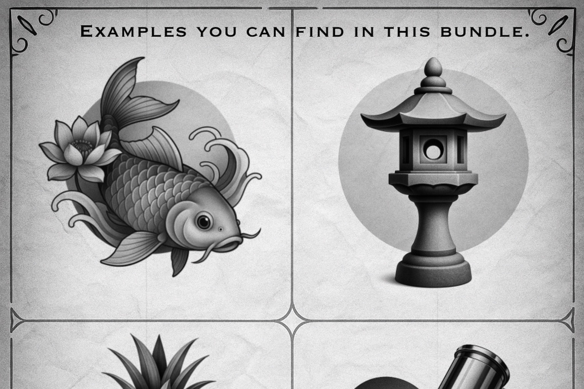 MonoChromatic Black&Grey TattooStamp, a Brushes & More by ProcreateInk (Photo 3 of 5)