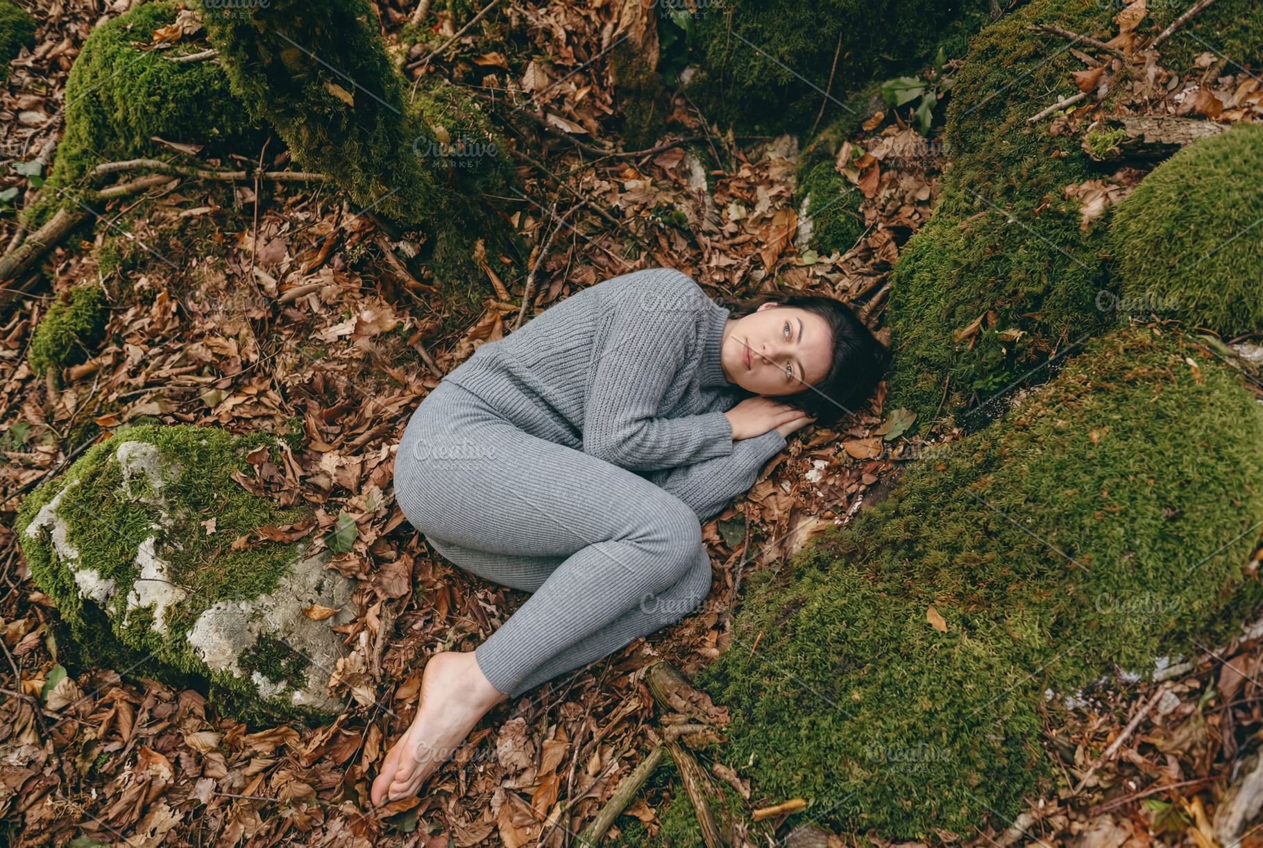 Barefoot Woman Lying in The Forest, a Nature Photo by Virgo Studio