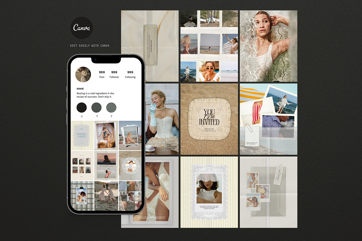 Nostalgic Beach Instagram Templates, a Social Media Template by Pani Temp. (Photo 3 of 16)