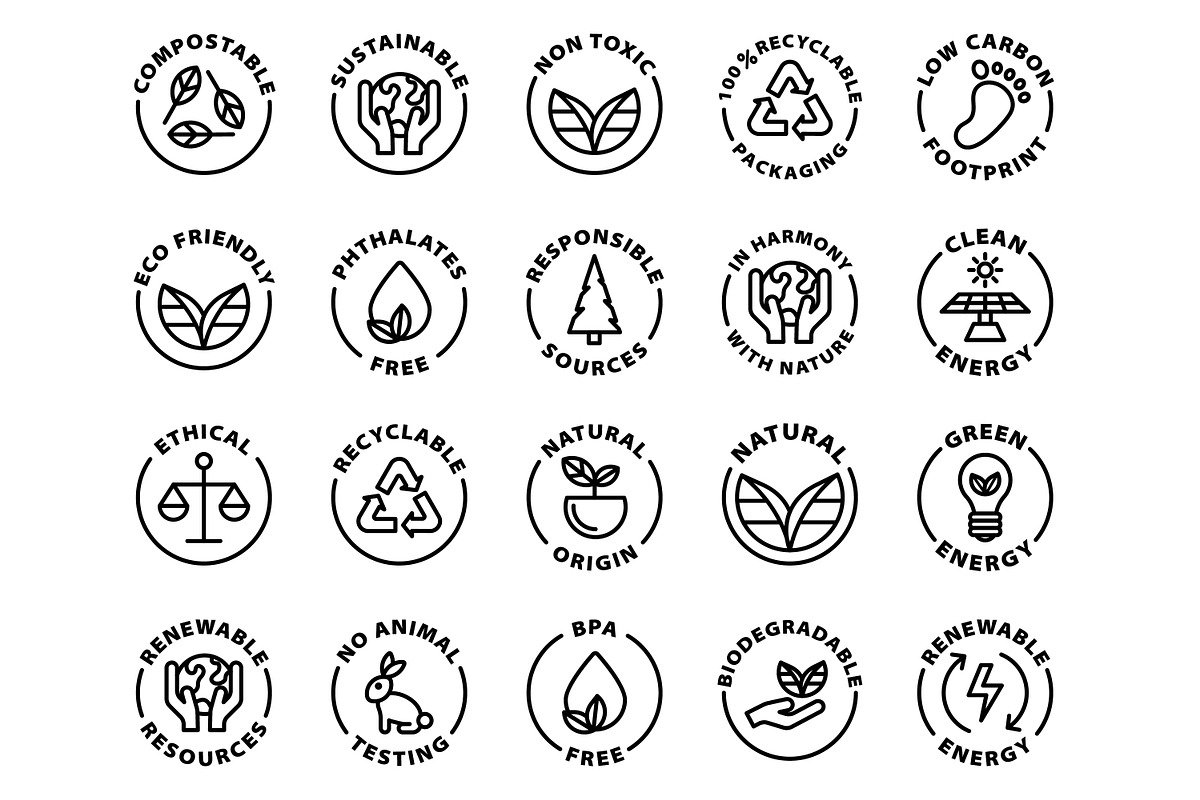 20 ECO friendly stamp outline icons, an Outline Icon by RevolutionizZed (Photo 2 of 3)