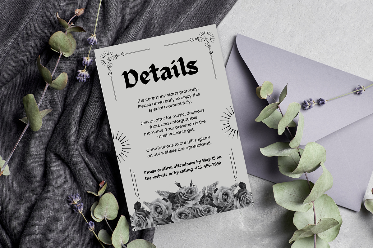 Gothic & Romantic Wedding Invitation, a Templates & Theme by TemplateCastleStore (Photo 5 of 9)