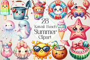 Kawaii Summer Beach Clipart Bundle, an Illustration by DreamPrint404 (Thumbnail 1 of 6)