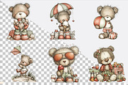 Watercolor Summer Teddy Bear Clipart, an Illustration by SVGArt (Thumbnail 4 of 9)