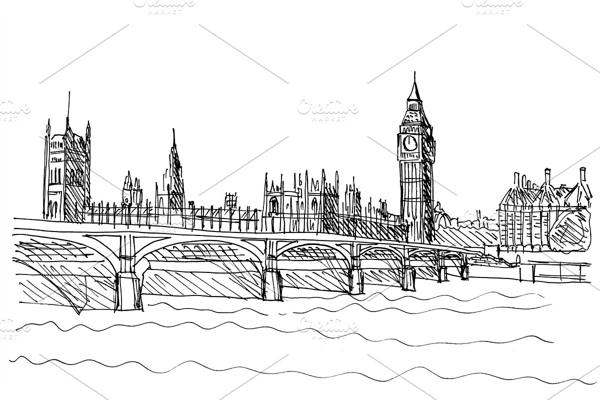 Westminster Bridge illustration, an Illustration by WorldPhotos