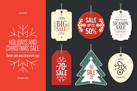 6 Christmas Retail Sale Tags, a Card Template by Restaurant Menu & Logos