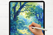 Nature Gouache Procreate Brushes, a Brush Add-On by Cozy Brushery (Thumbnail 5 of 9)