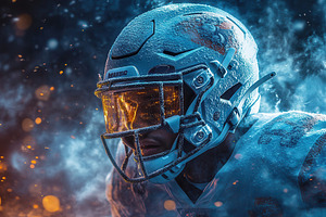 Dramatic close-up of an athlete in a, a Photo by Tanuart