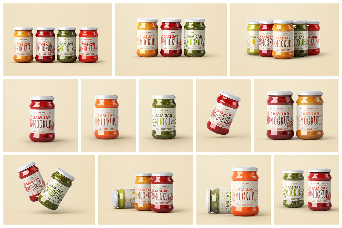 Jam Jar Mockup Set | Label Design, a Cups & Container Mockup by Deeplab (Photo 2 of 15)