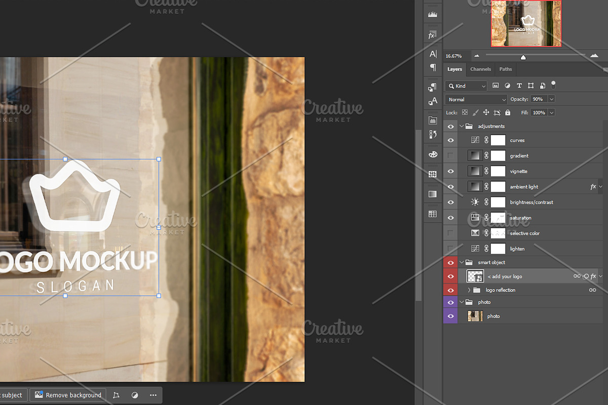 Window Logo Mockup Stone Wall, an Advertising Mockup by RSplaneta (Photo 2 of 2)