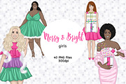 Merry And Bright Girls Clipart, a Person Illustration by GlamArtZhanna (Thumbnail 1 of 4)