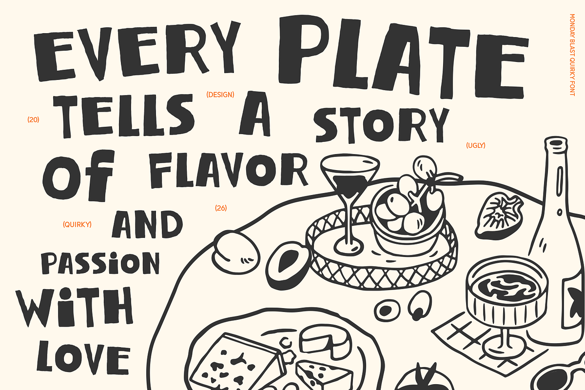 Monday Blast - Quirky Block Font, a Sans Serif Font by Lalalope (Photo 2 of 10)