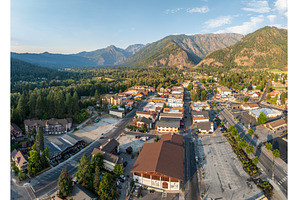 Aerial view of Leavenworth, the, a Nature Photo by Backyard Stock