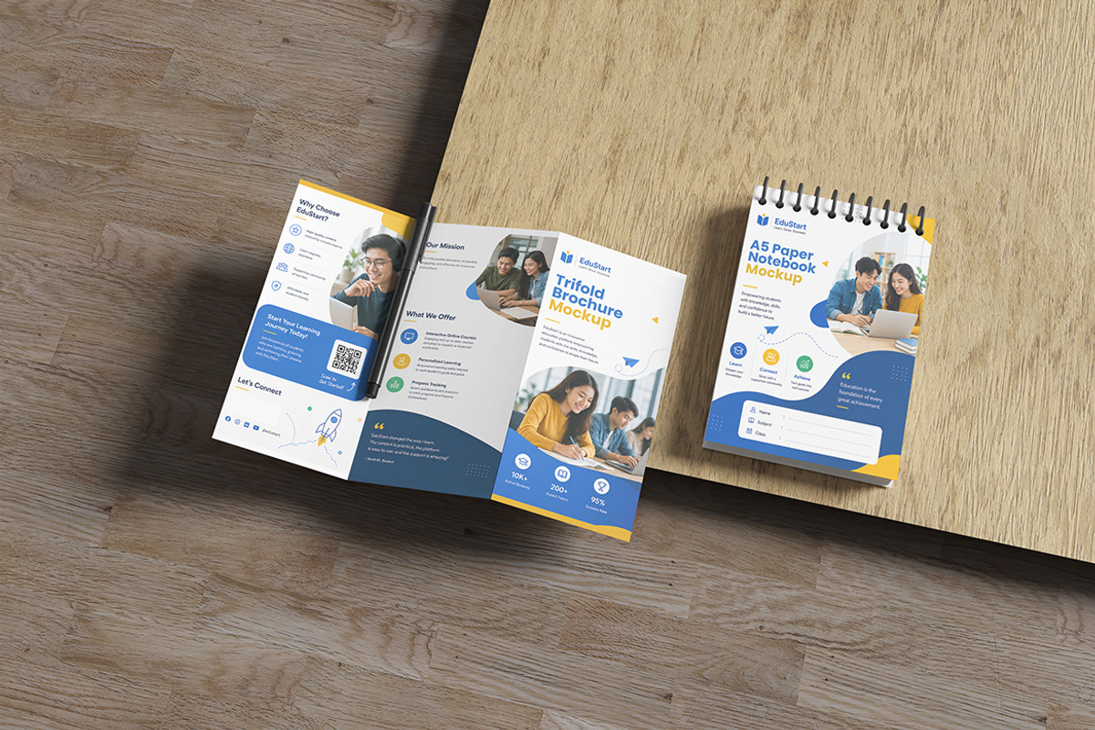 Trifold Brochure and Notebook Mockup, a Books & Magazine Mockup by My Code Std (Photo 3 of 5)