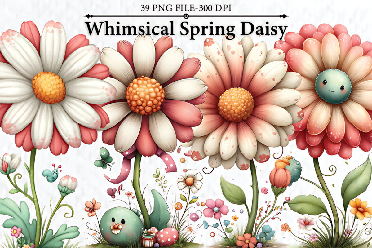 Whimsical Spring Daisy Clipart, a Seasonal Illustration by HueNestify (Photo 1 of 3)