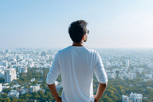 Young indian man in a white shirt, a Person Photo by MistyDay