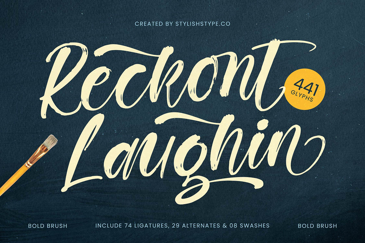 Rekont Laughin Bold Brush Font, a Script Font by stylishtype.co (Photo 1 of 20)