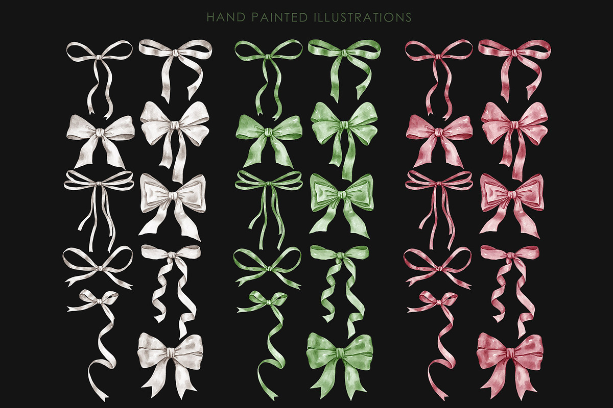 Watercolor ribbon bows clipart., an Object Graphic by AquarelleSpace (Photo 3 of 5)