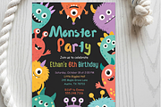 Monster Birthday Party Invitation, an Invitation Template by heynomi (Thumbnail 12 of 19)
