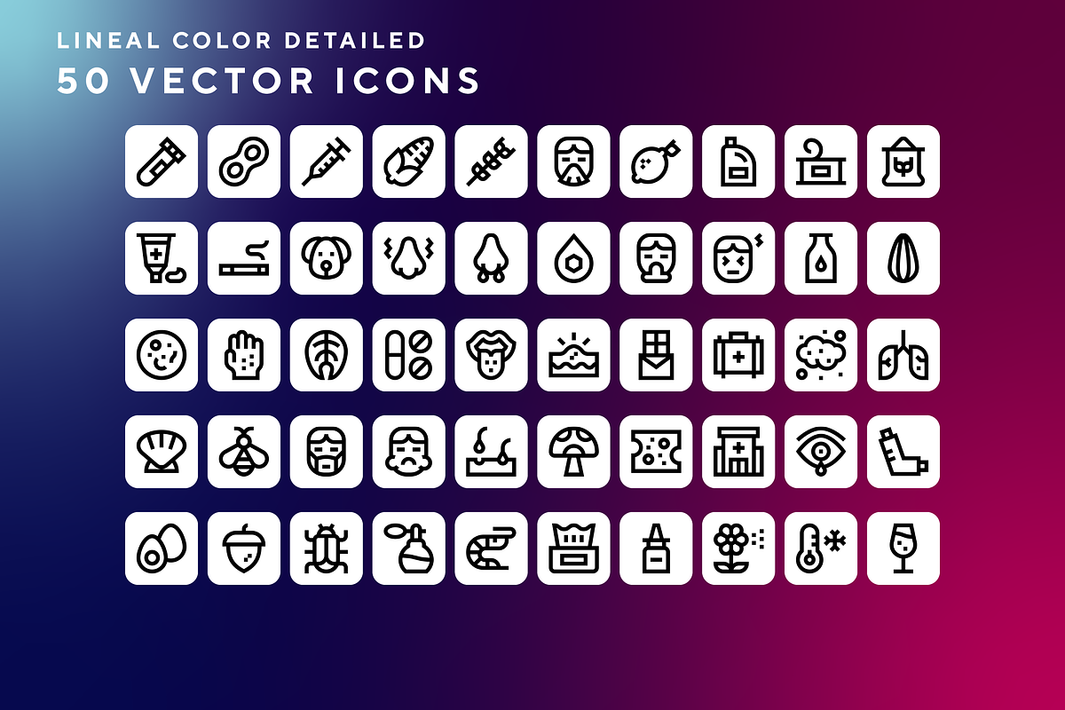 Allergies icons, an Outline Icon by Wencory (Photo 1 of 2)