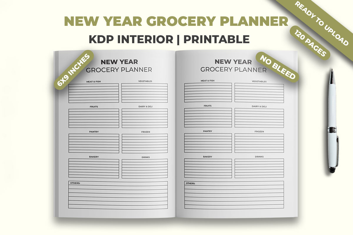 New Year Grocery Planner KDP Interio, a Print Template by M9 Design (Photo 2 of 3)