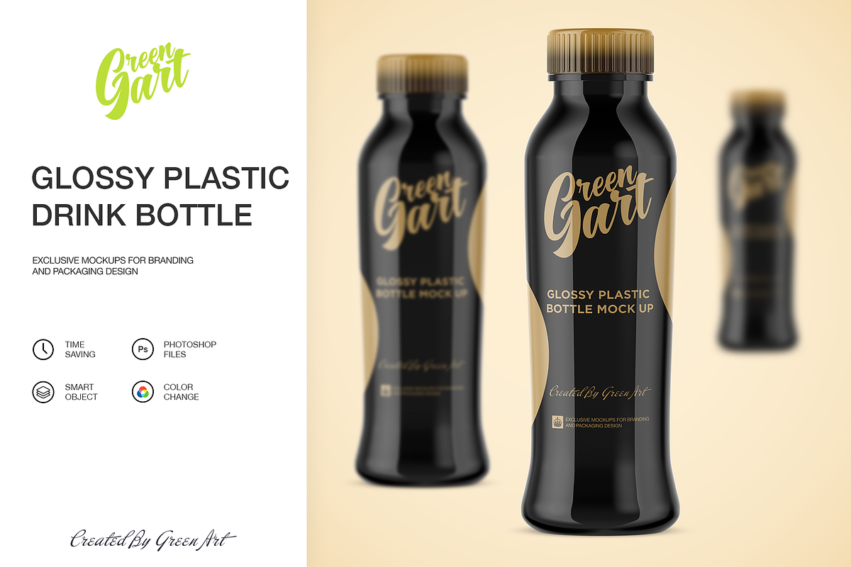 Glossy Plastic Drink Bottle Mockup, a Product Mockup by Green Art (Photo 1 of 5)