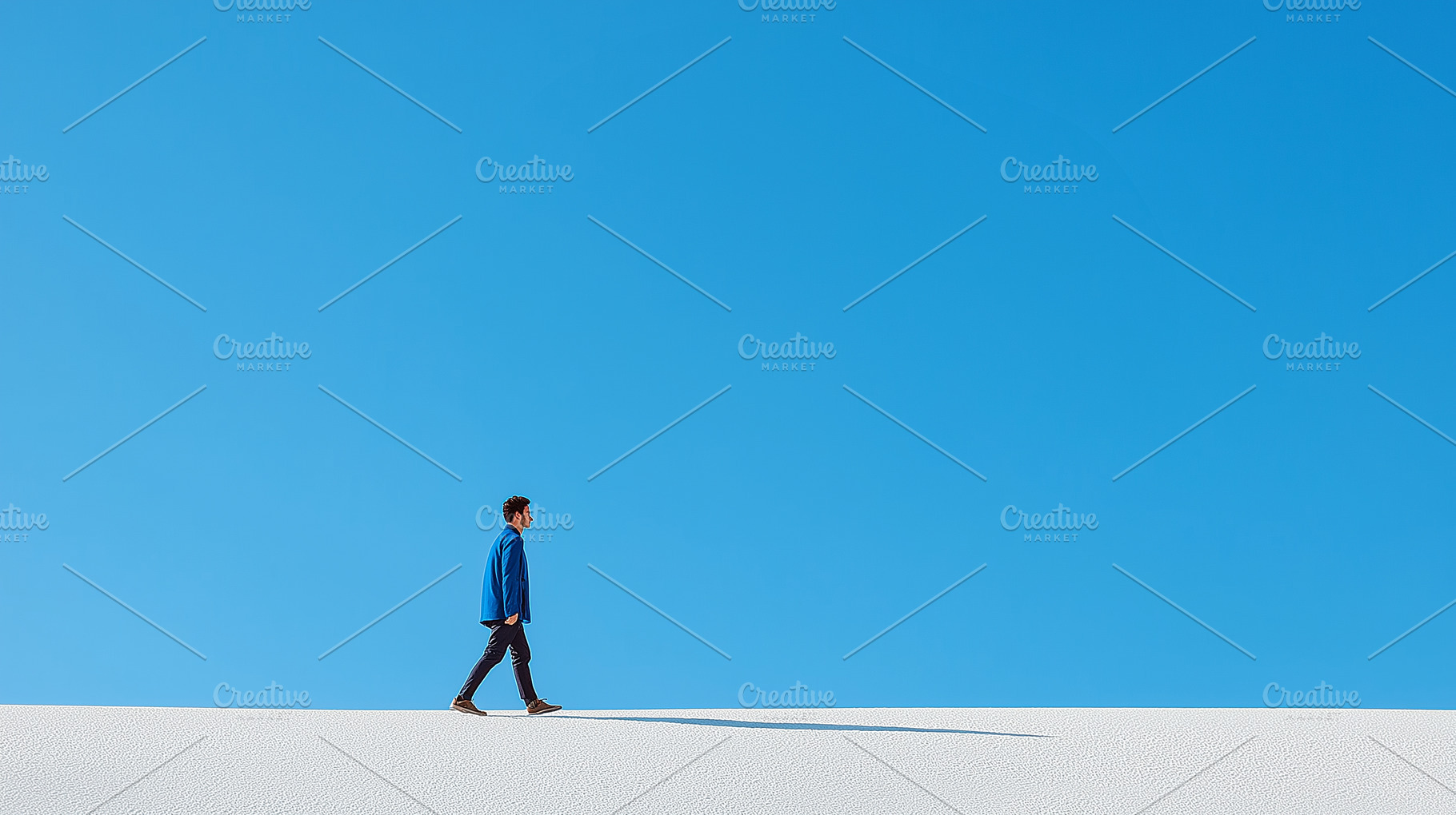 Minimalist landscape with a man walk, a Person Photo by MistyDay