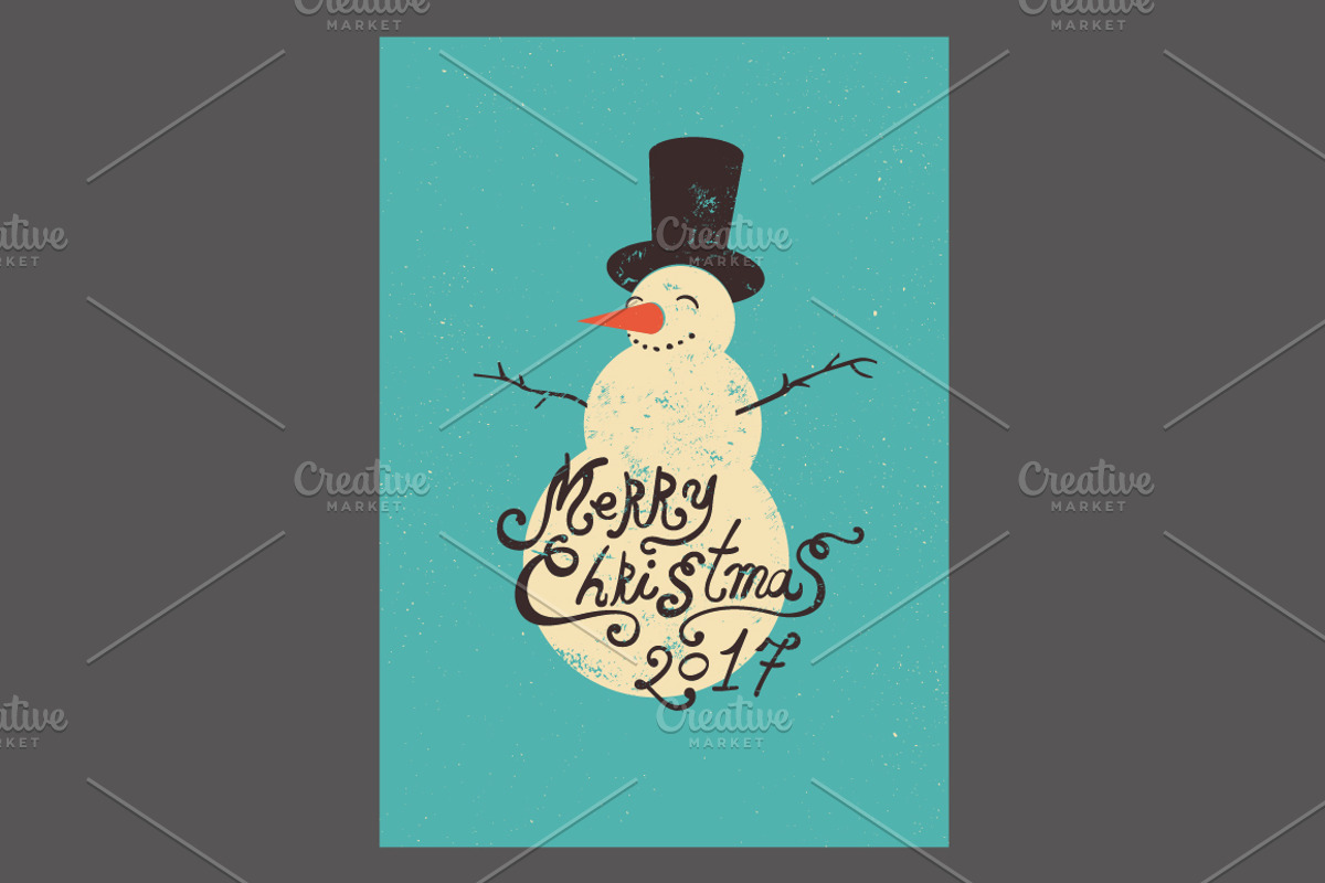 Christmas card. Vector snowman., a Seasonal Illustration by PoPaShop (Photo 4 of 4)
