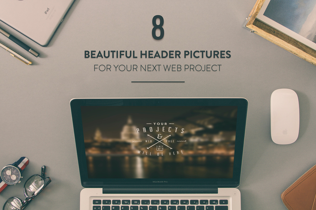 8 Hero images for website, a Books & Magazine Mockup by Madebyvadim (Photo 1 of 2)