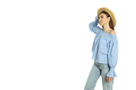 Concept of people, young woman isolated on white background, a Person Photo by AtlasStudio PRO