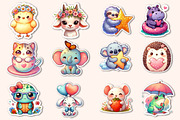 Cute Animals Stickers Clipart Bundle, an Illustration by Dream Creation (Thumbnail 2 of 5)