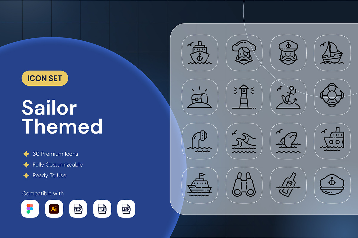 Sailor Themed Icon, an Outline Icon by Nathaya Studio (Photo 1 of 2)