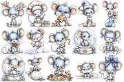 Christmas Cute Mice Clipart Bundle, an Illustration by Pixels.Craft (Thumbnail 6 of 6)