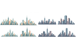 City skyline silhouettes featuring, an Object Illustration by ZinetroN