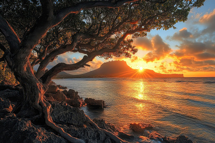 Sunset casts golden rays over Le Mor, a Photo by Iftikhar Alam