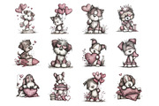 Quirky Valentines Dogs Clipart, an Illustration by Design Market (Thumbnail 2 of 3)