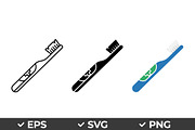 Toothbrush Hygiene Vector Icon Set, an Object Graphic by Artonix (Thumbnail 1 of 3)