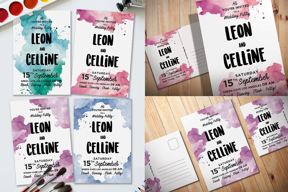Watercolor Invitation, a Card Template by Aarley Kaiven (Photo 1 of 2)