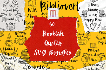 50 Bookish Quotes SVG Bundles Reader
