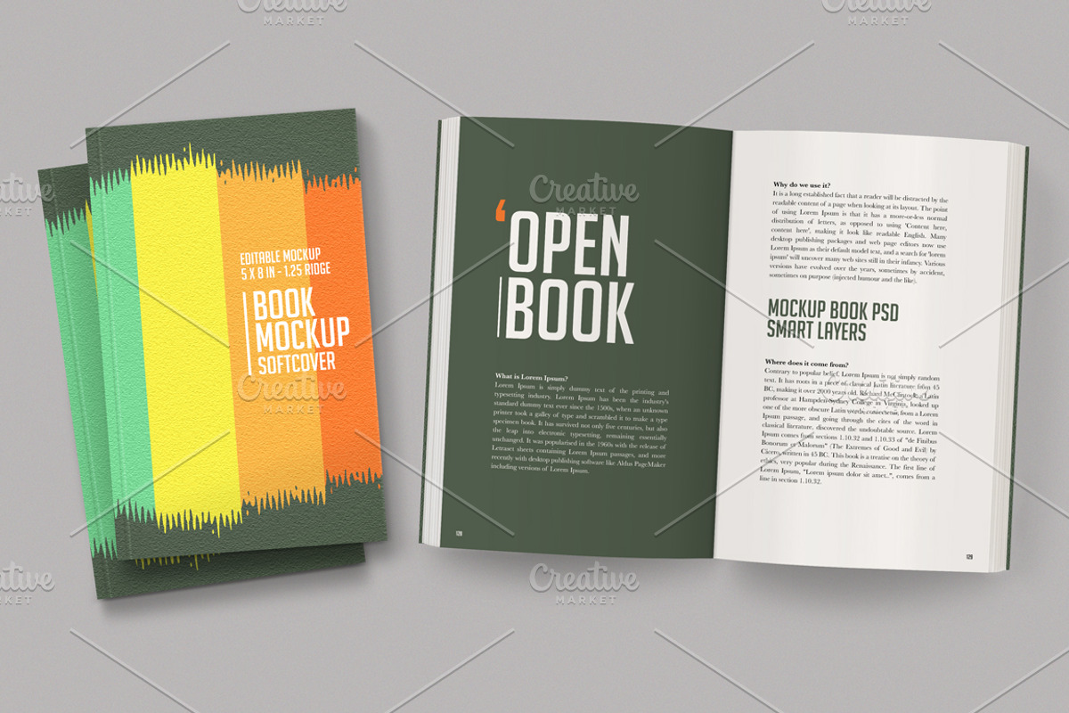 Open Softcover Book Mockup, a Print Template by ArtefShop (Photo 1 of 7)