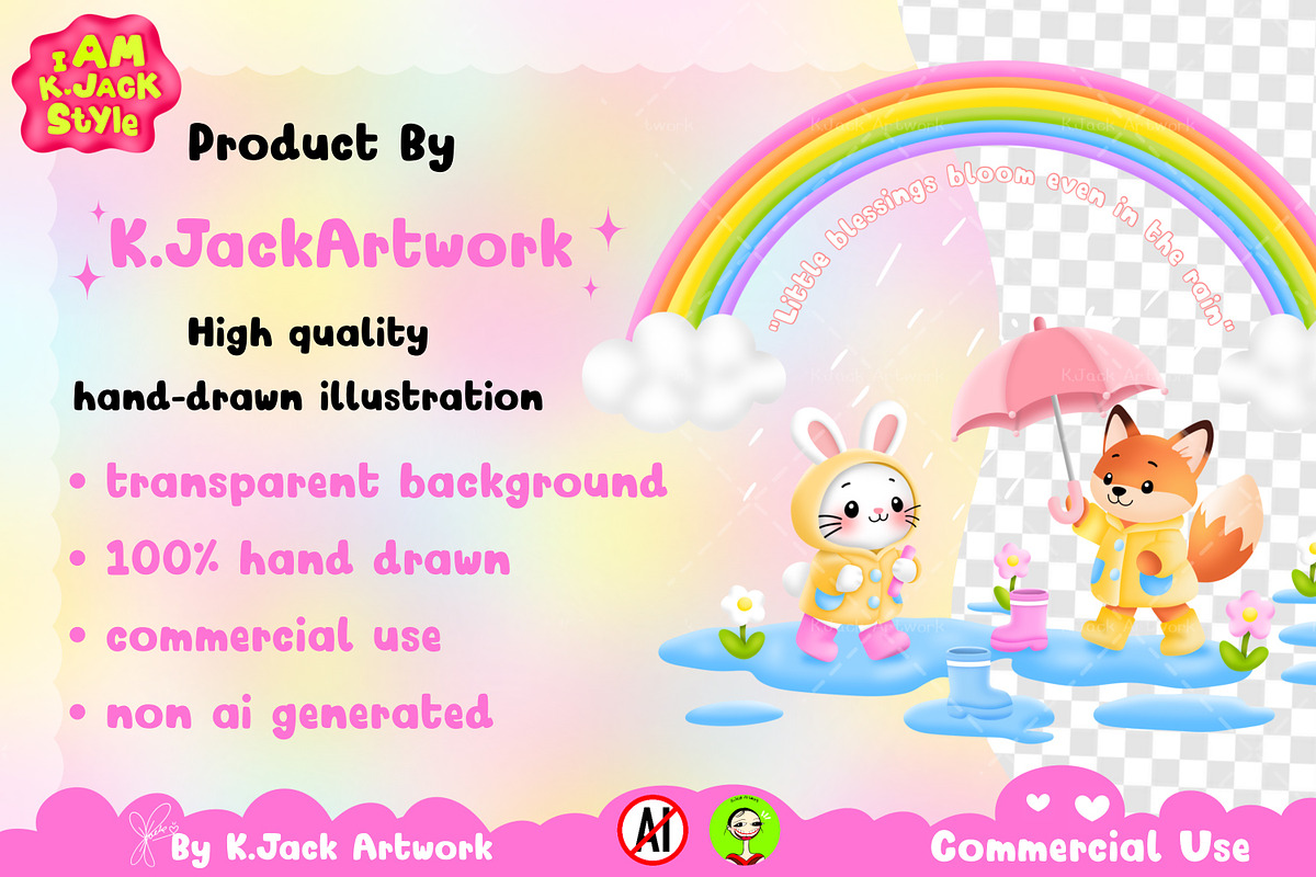 Little blessings bloom in the rain, a Seasonal Illustration by K.JackArtwork (Photo 5 of 6)