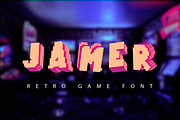 Jamer| retro game font, a Sans Serif Font by wowomnom (Thumbnail 1 of 3)