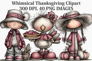 Whimsical Thanksgiving Clipart, an Illustration by Canvas Craft