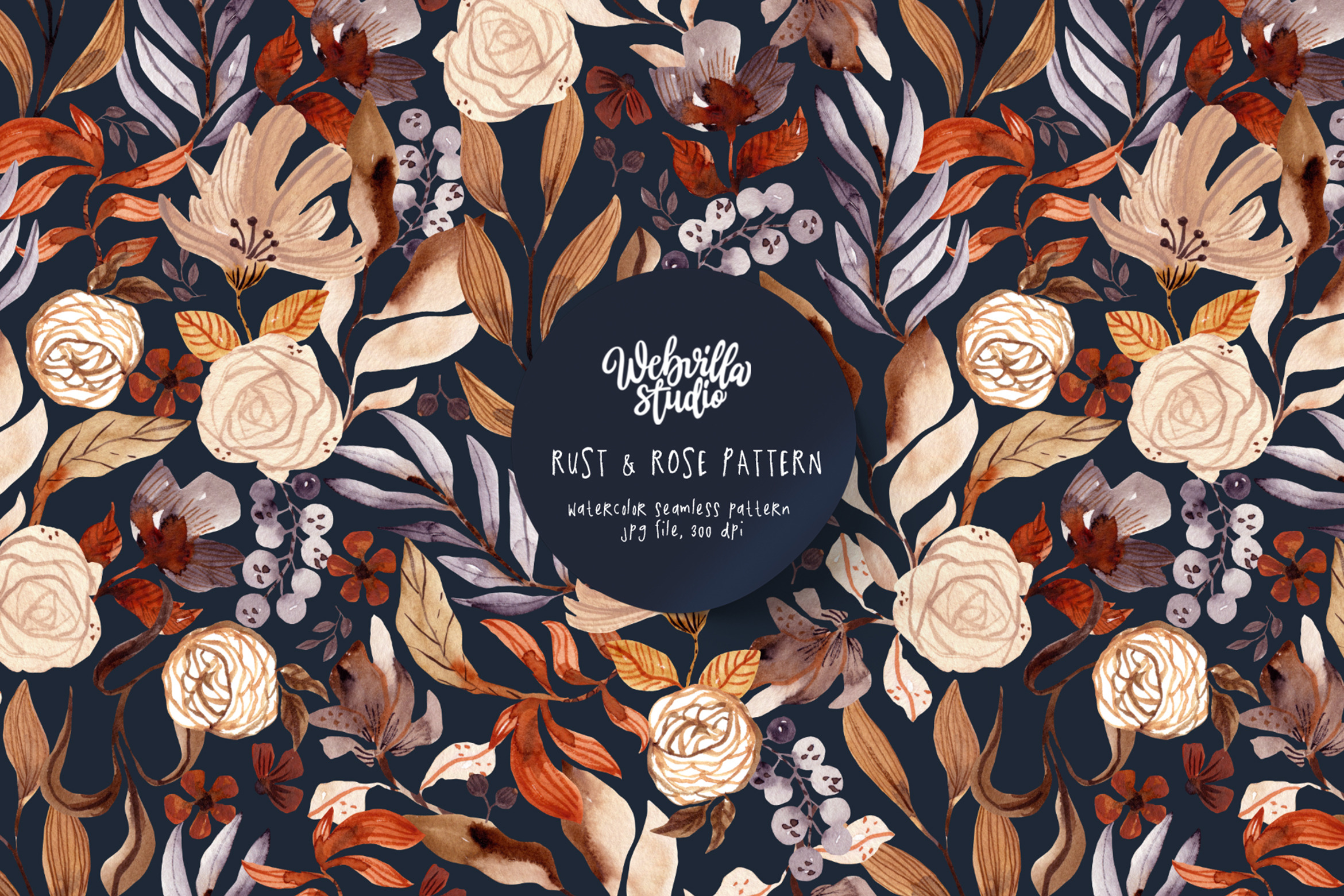 Rust and Rose Watercolor Pattern, a Wallpaper Graphic by Webvilla Studio