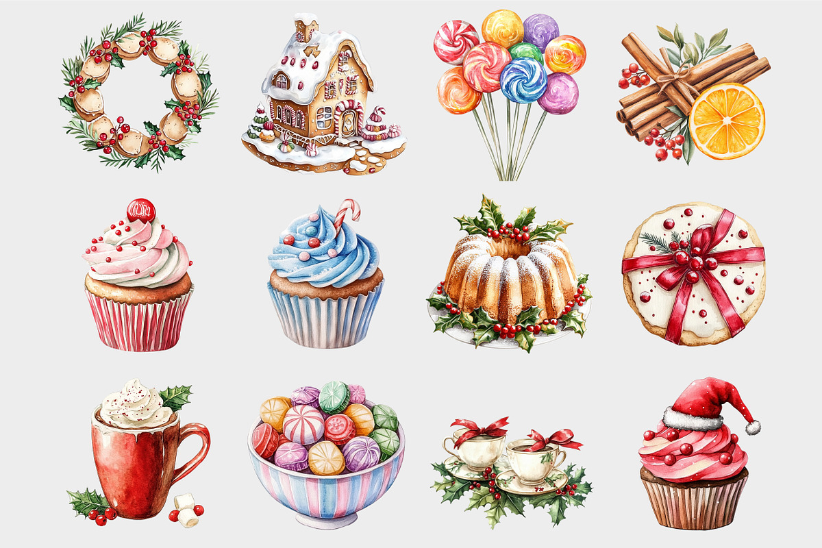 Watercolor Sweet Treats Clipart, a Seasonal Illustration by Design Market (Photo 4 of 5)