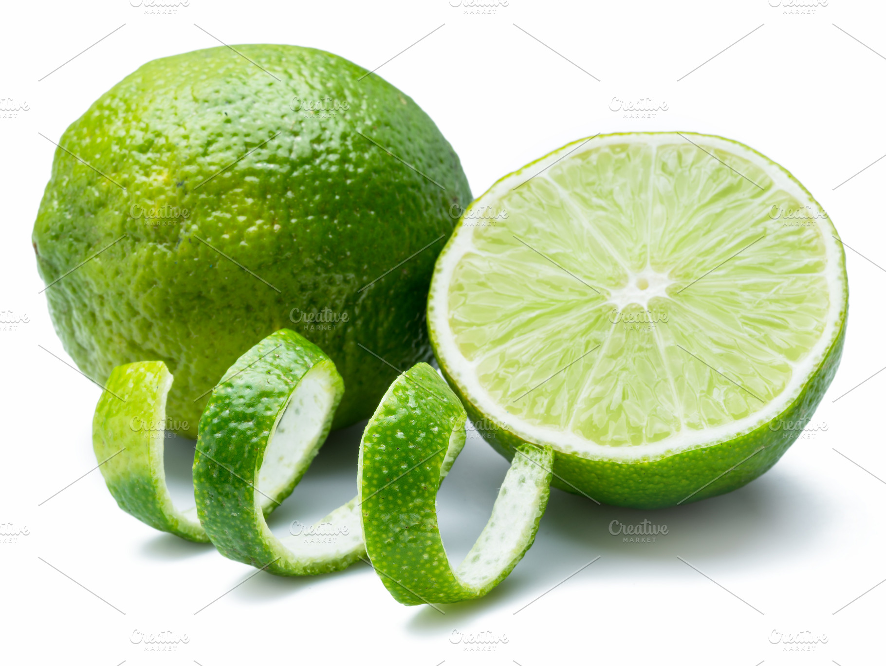 Ripe lime fruits on the white, a Food & Drink Photo by Volff