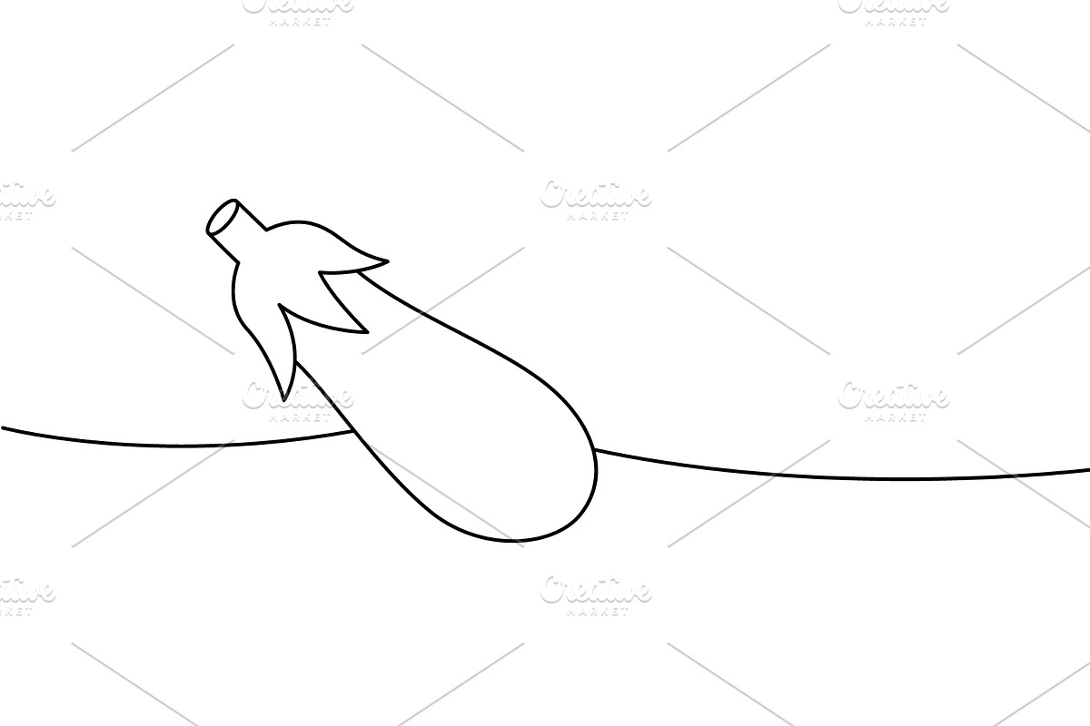 Fresh eggplant one line continuous, a Food Illustration by GraphiShop