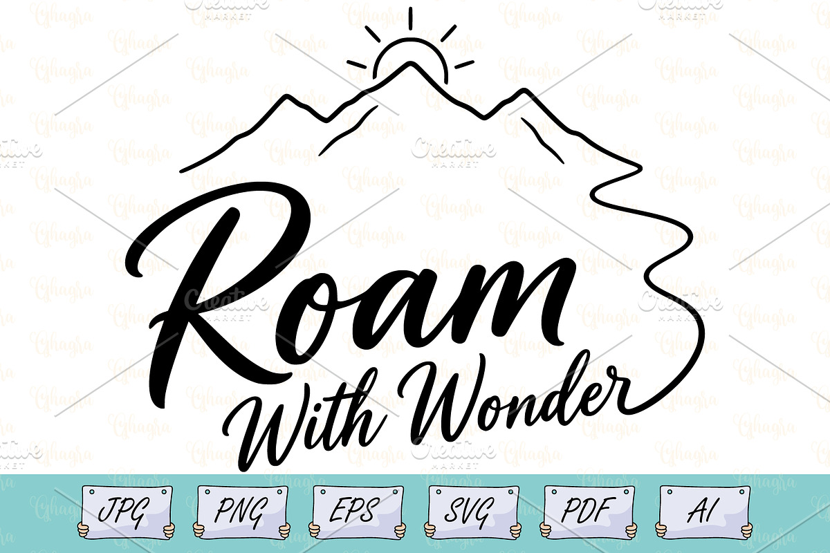 Roam With Wonder Mountain Line Art, an Object Illustration by Ghagra (Photo 1 of 7)